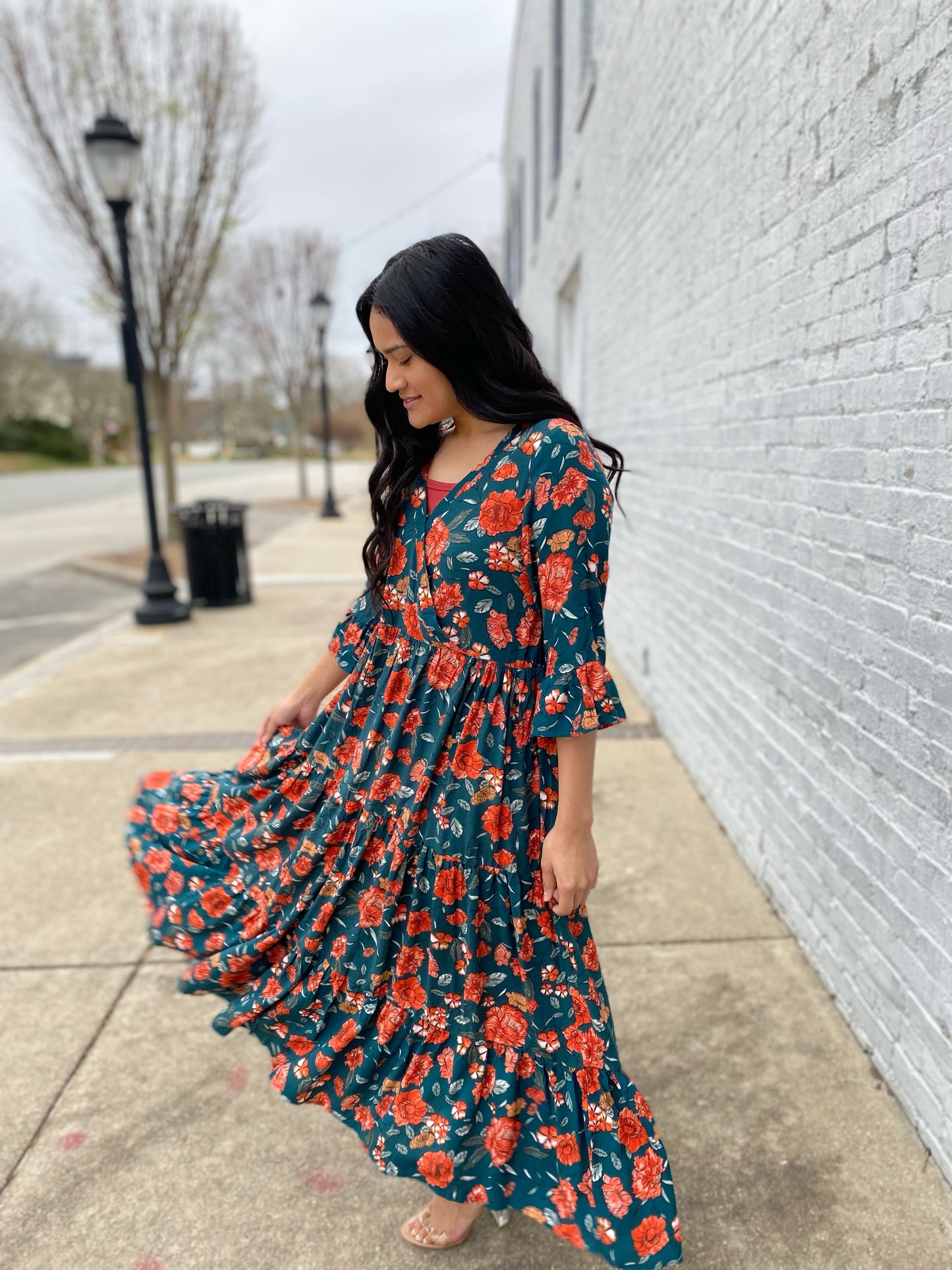 Felicity Floral Dress- Teal - FINAL SALE