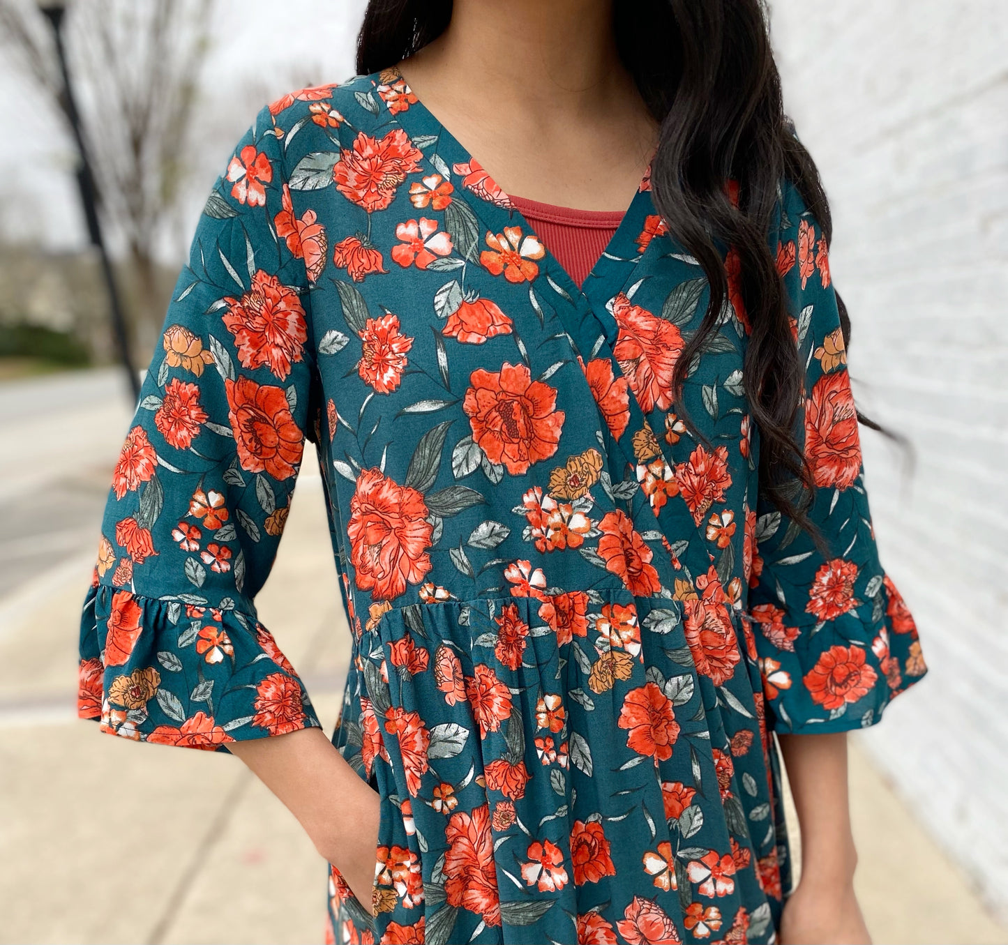 Felicity Floral Dress- Teal - FINAL SALE